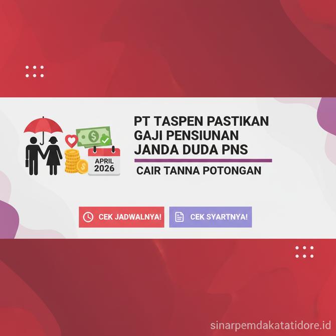 Thumbnail: PT Taspen Pastikan Gaji Pensiunan Janda Duda PNS April 2026 Cair Tanpa Potongan Cek Jadwal dan Syaratnya!